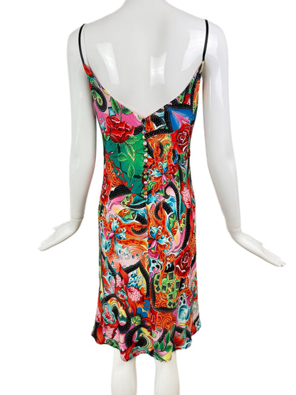 ESCADA Y2K Vintage Silk Colorful Slip Dress