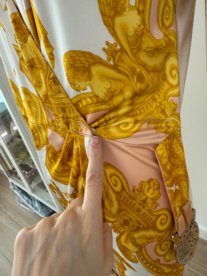 VERSACE 2005 Vintage Runway Belted Baroque Wrap Dress