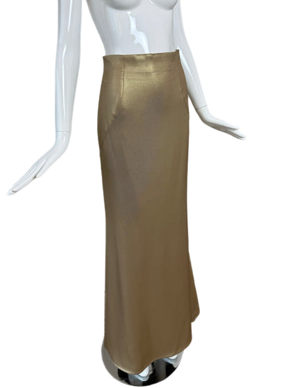 ESCADA Silk Bronzy Gold Paneled Maxi Evening Skirt