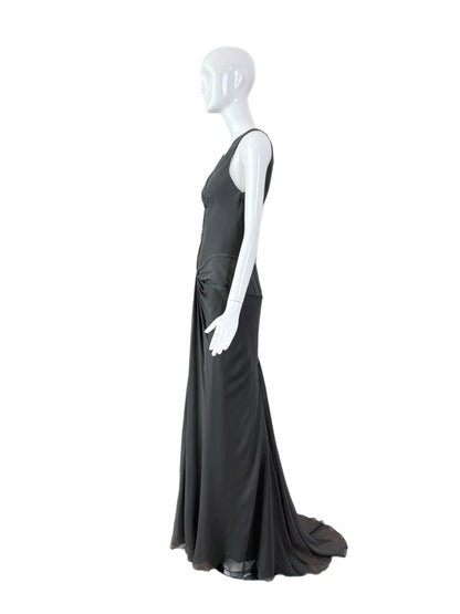VERA WANG Vintage Grey Silk Ethereal Gown w. Train