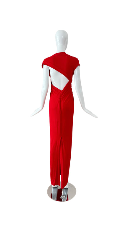 DONNA KARAN 2012 Vintage Tomato Red Evening Gown