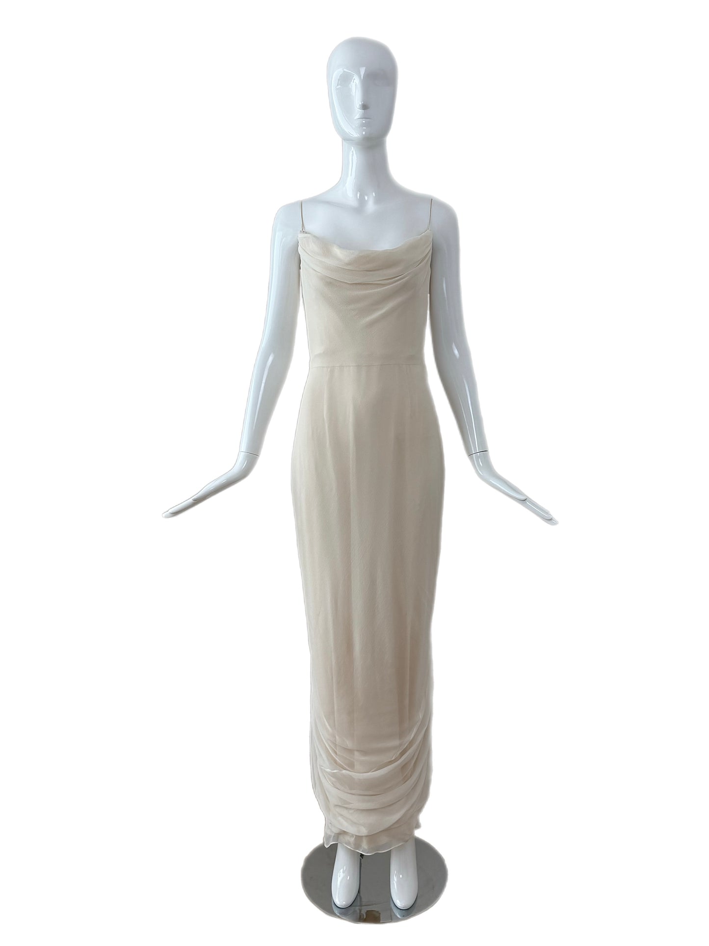 RICHARD TYLER 2000 Vintage Ivory Silk Wedding Dress w. Train + Bustle