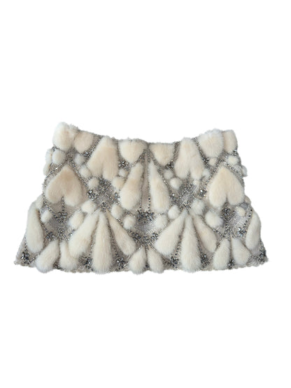 LES HABITUDES 90's Vintage Ivory Mink Pearl Crystal Capelet