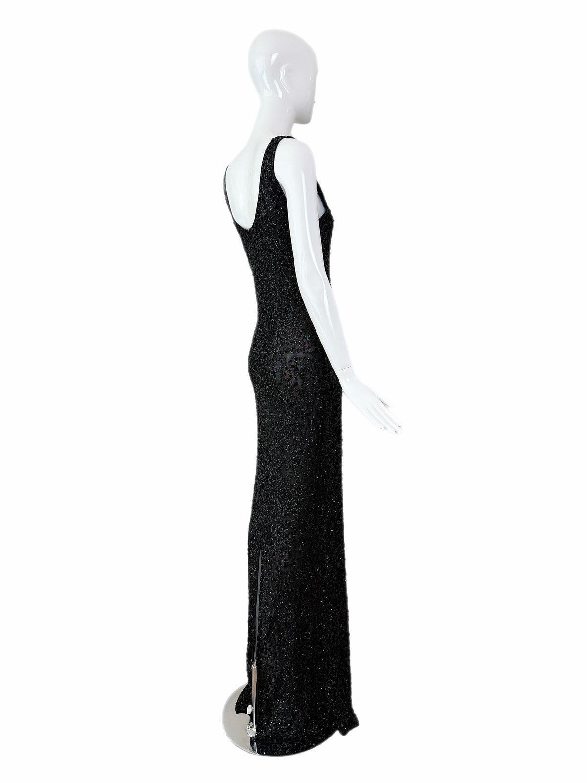 Donna Karan Vintage Black Semi-Sheer Sequined Long Gown