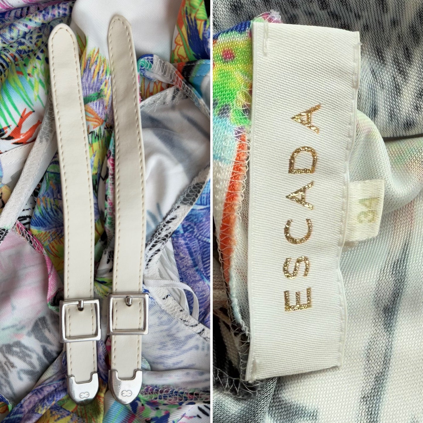 ESCADA Y2K Vintage Cowl Neck Leather Strap Dress