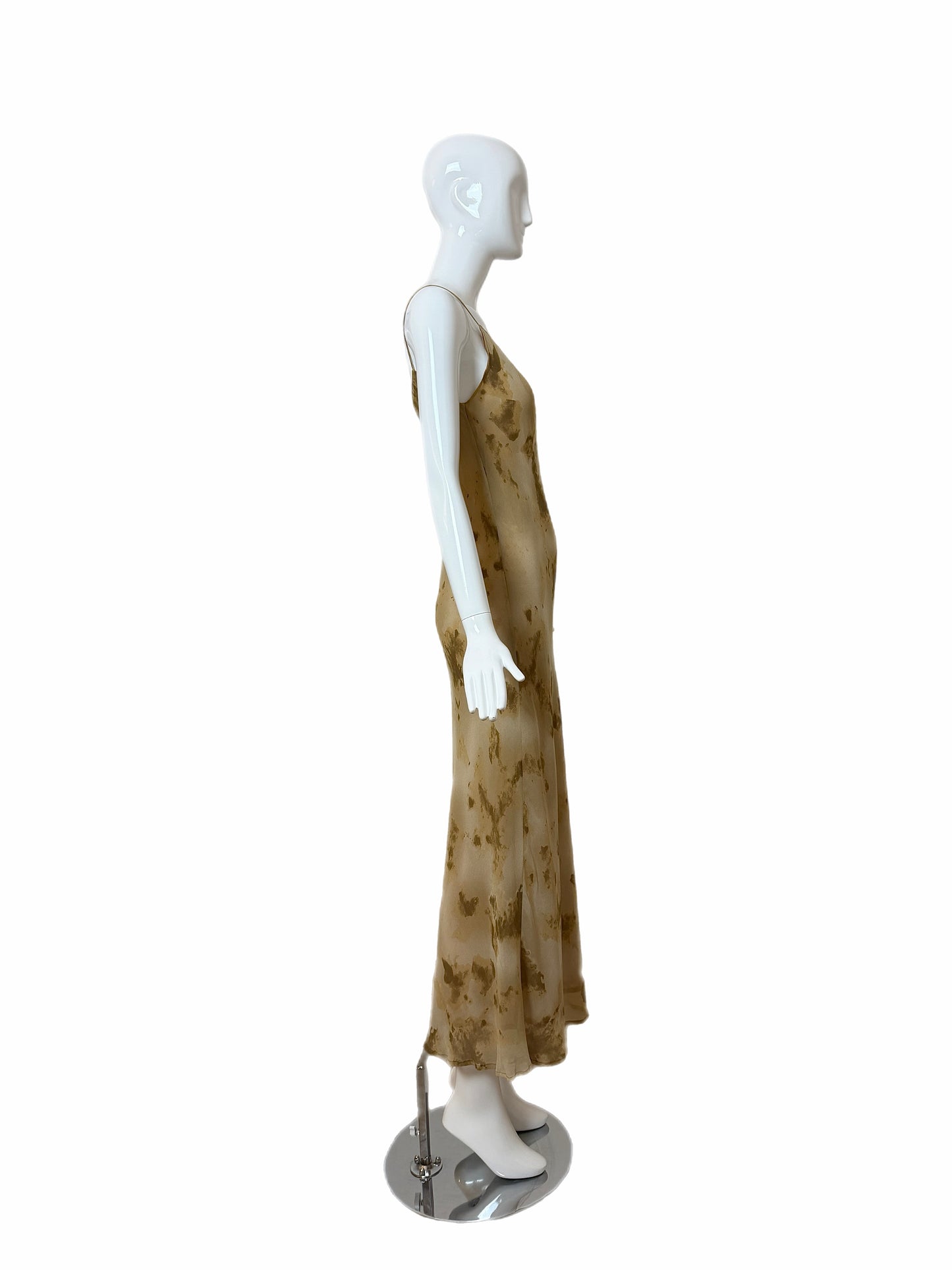 DONNA KARAN 90's Vintage Silk Marbled Print Slip Gown IT42