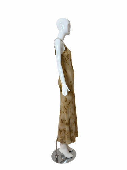 DONNA KARAN 90's Vintage Silk Marbled Print Slip Gown IT42