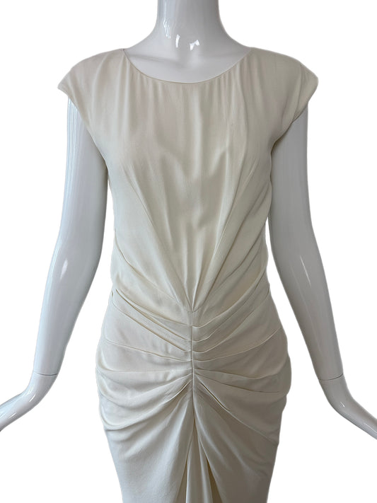 DIOR by JOHN GALLIANO 2008 Vintage Off-White Ruched Grecian Dress