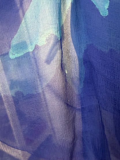 DONNA KARAN (FLAWED) 2000 Vintage Runway Silk Blue Backless Halter Dress