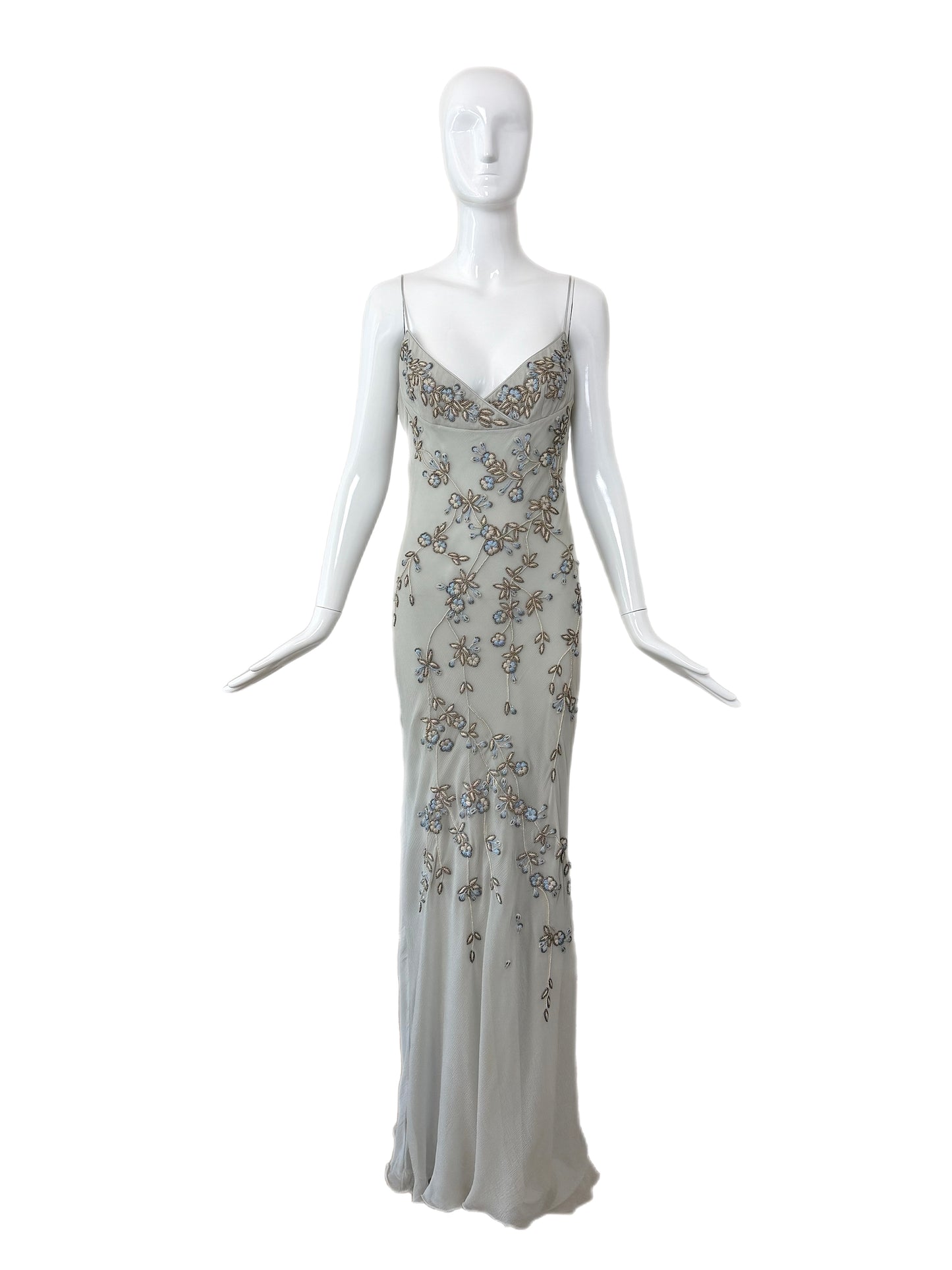 EAVIS & BROWN 90's Vintage Couture Silk Hand Beaded Embroidered Gown