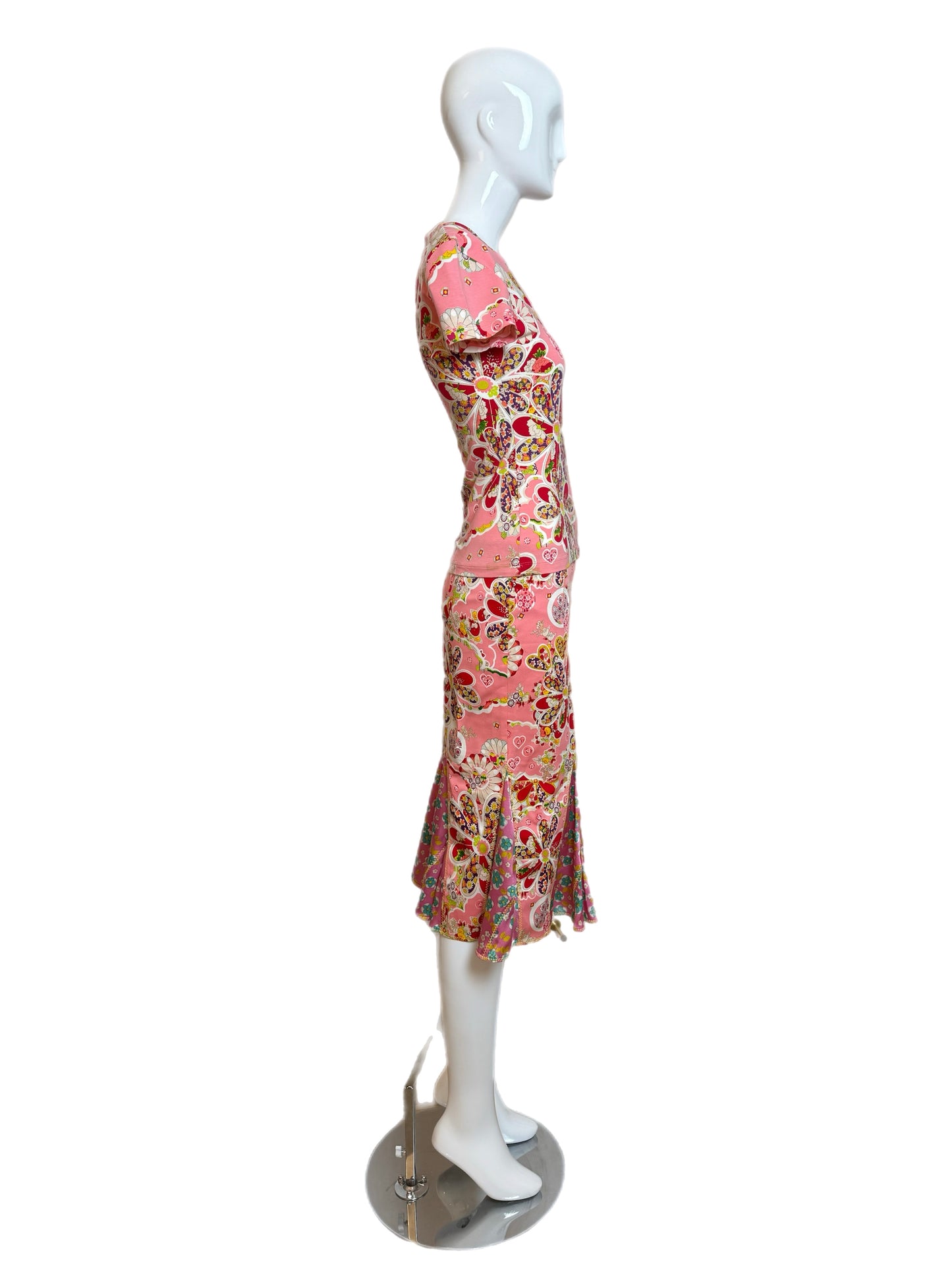 JOHN GALLIANO 2006 Vintage Pink Floral Skirt Set