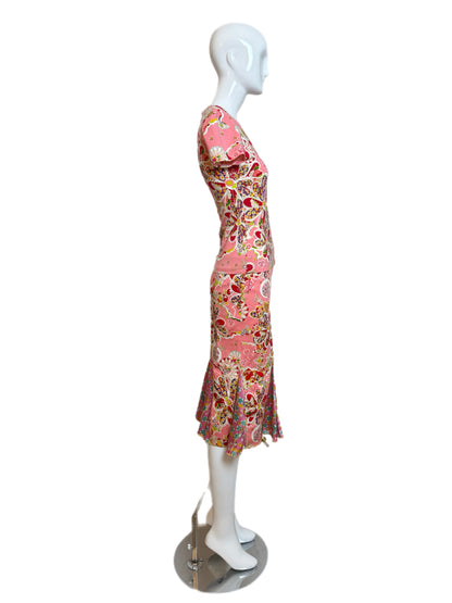JOHN GALLIANO 2006 Vintage Pink Floral Skirt Set