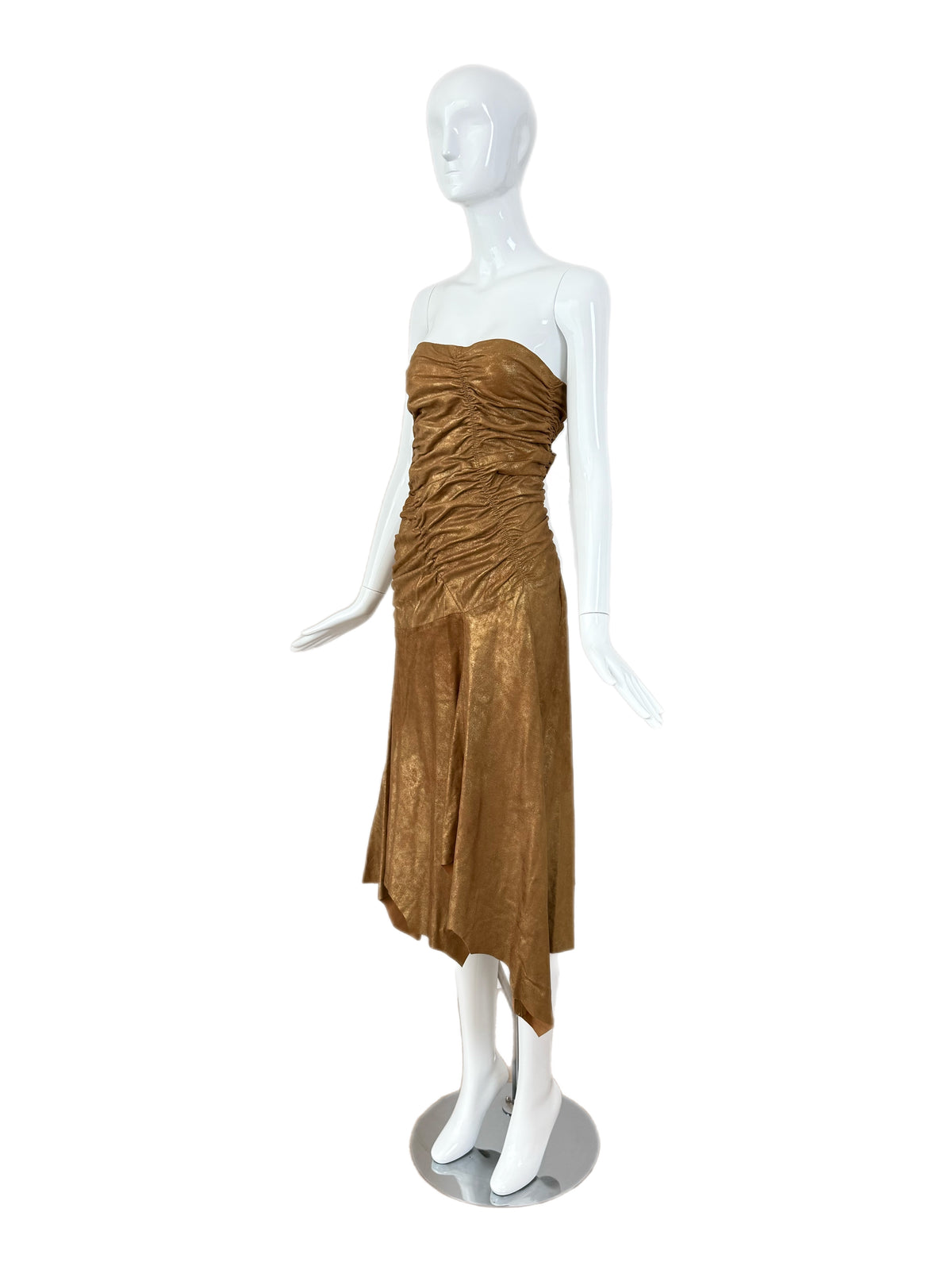 DONNA KARAN 2001 Vintage Runway Gold Leather Dress