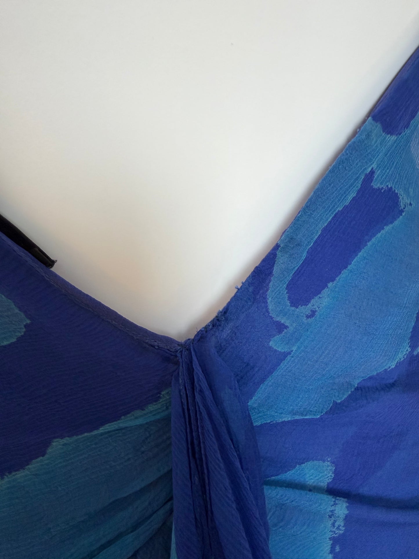DONNA KARAN (FLAWED) 2000 Vintage Runway Silk Blue Backless Halter Dress