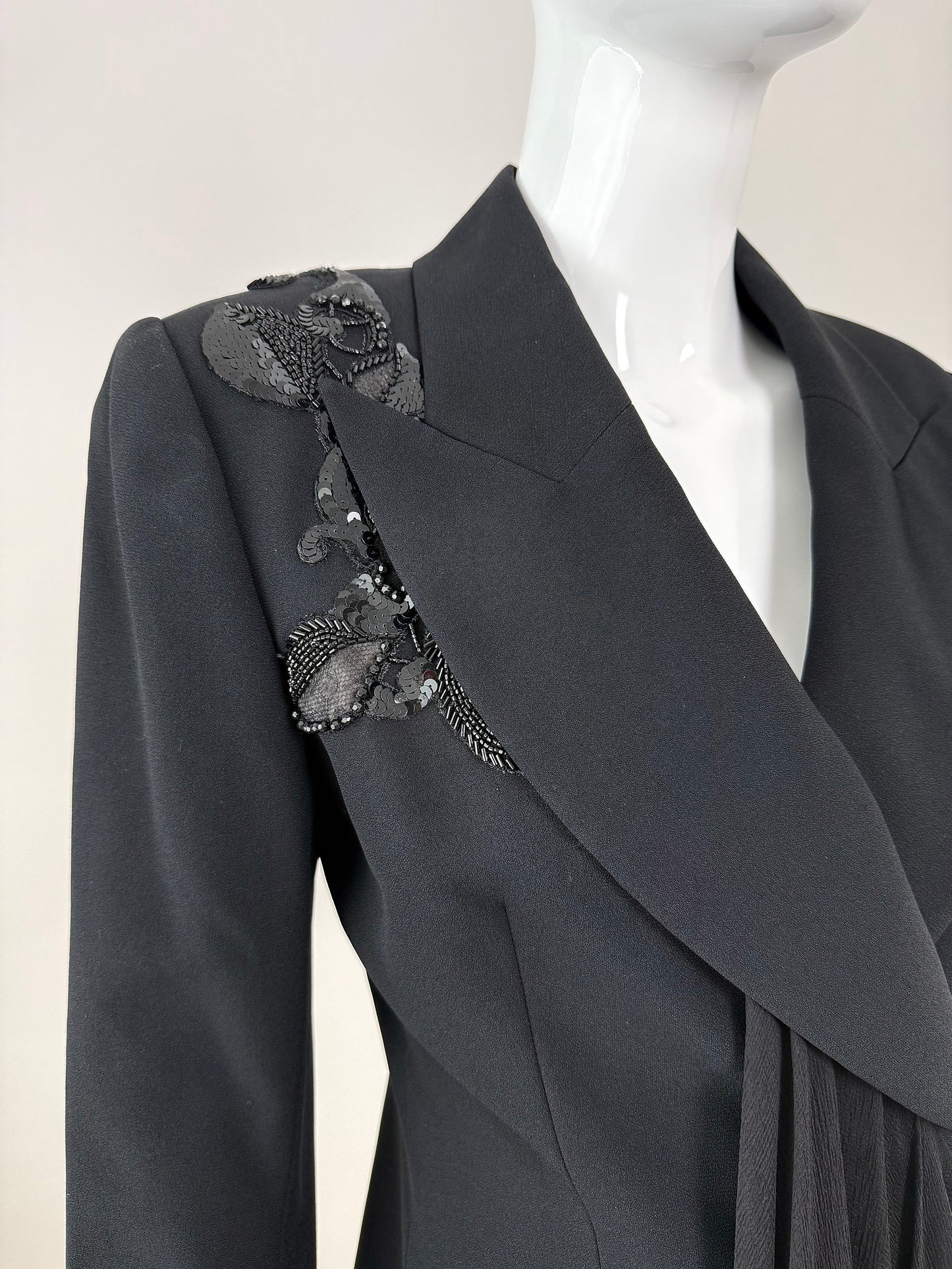 DIOR by GIANFRANCO FERRE 1995 Vintage Embellished Black Power Jacket