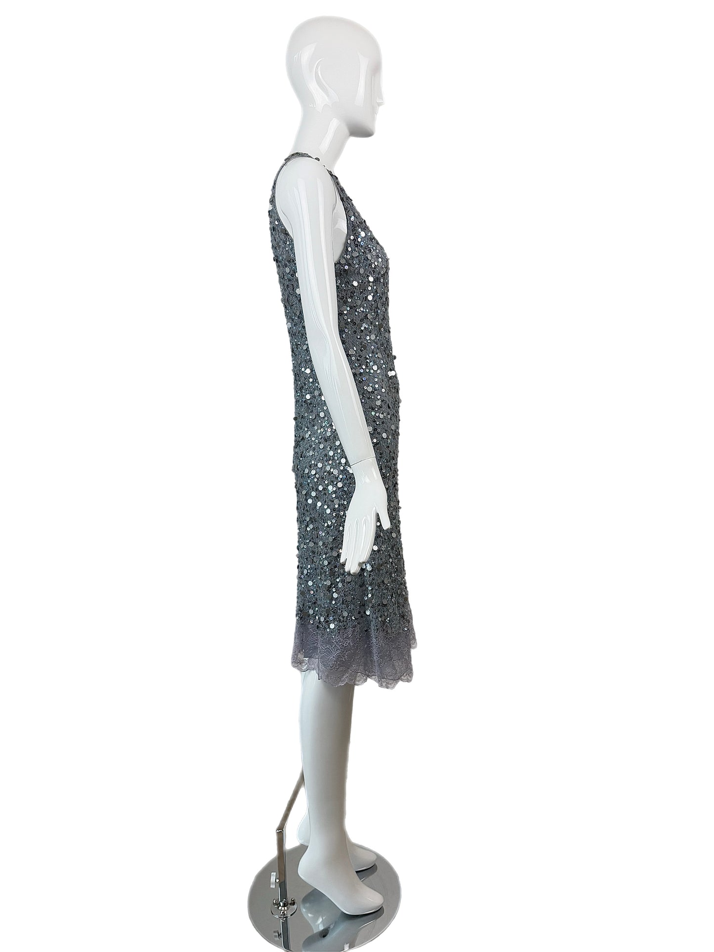 VALENTINO 00's Vintage Dusty Powder Blue Embellished Dress