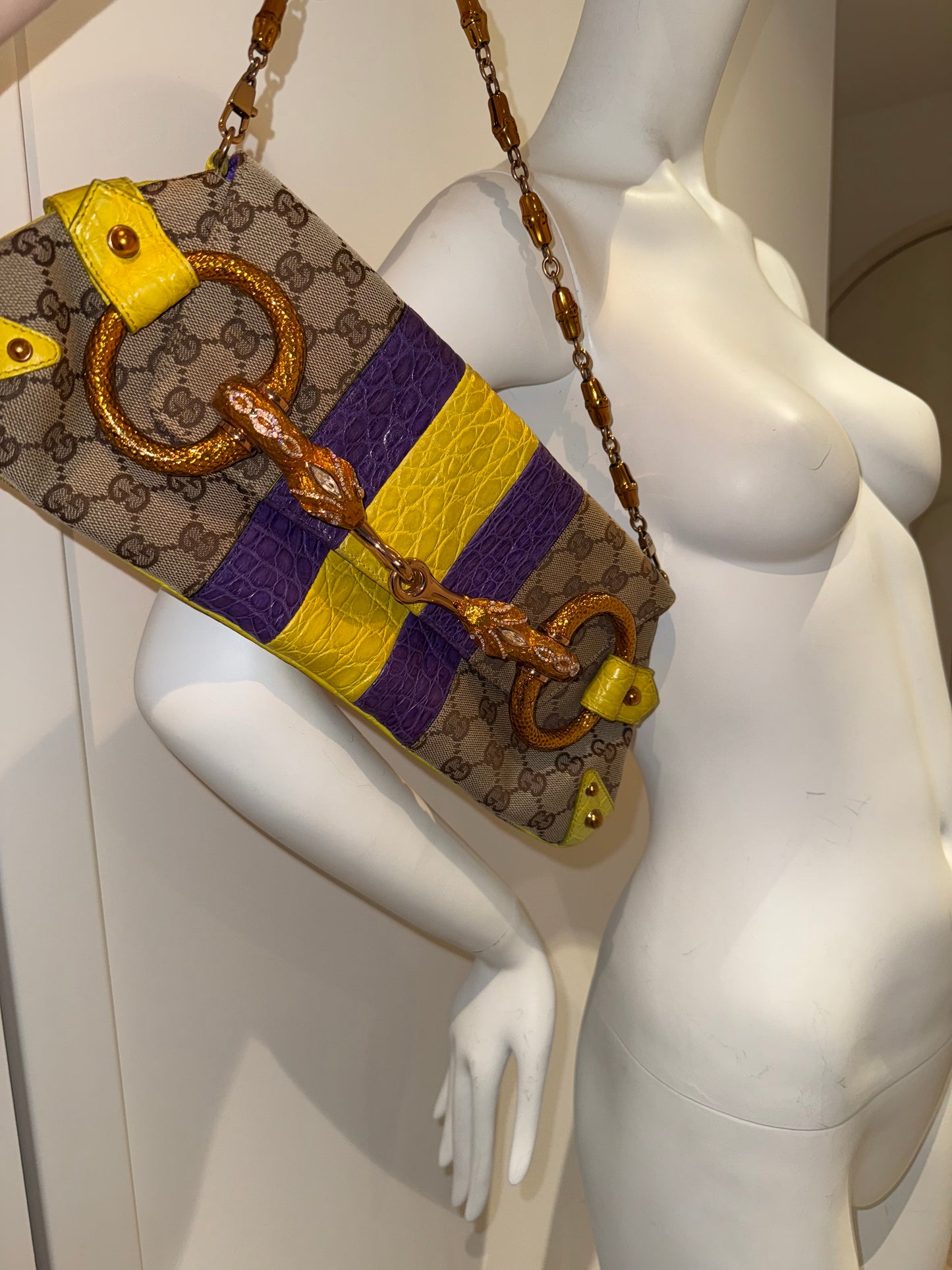 GUCCI by TOM FORD 2004 XL Vintage Runway Ad Campaign Horsebit Chain Bag