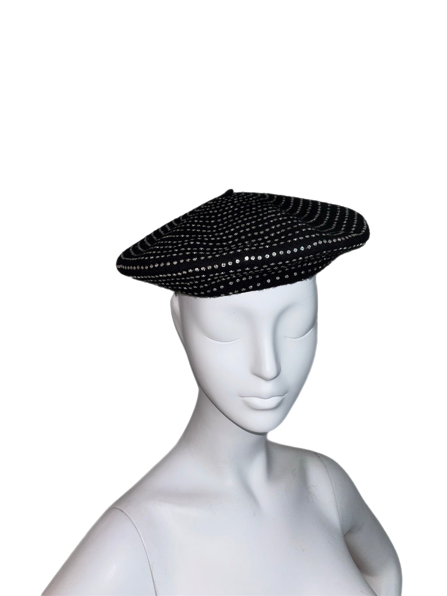 DOLCE & GABBANA 2000 Vintage Black Runway Crystal Beret Hat