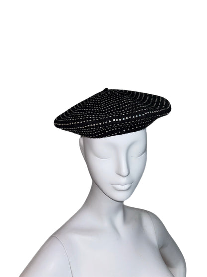 DOLCE & GABBANA 2000 Vintage Black Runway Crystal Beret Hat