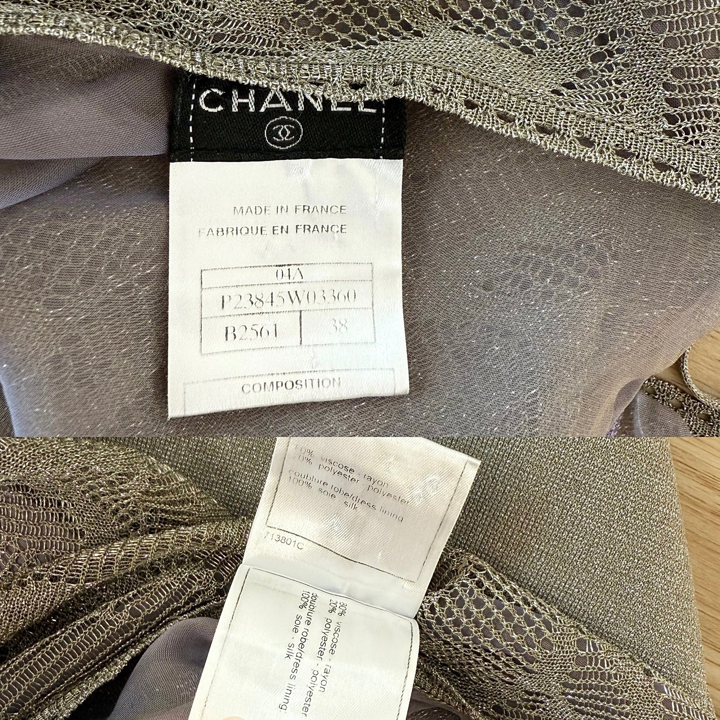CHANEL 2004 Vintage Silver Metallic Knee Length Dress