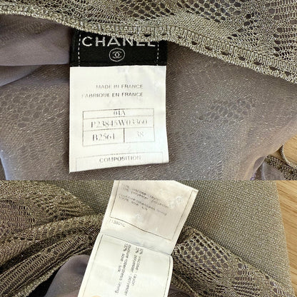 CHANEL 2004 Vintage Silver Metallic Knee Length Dress