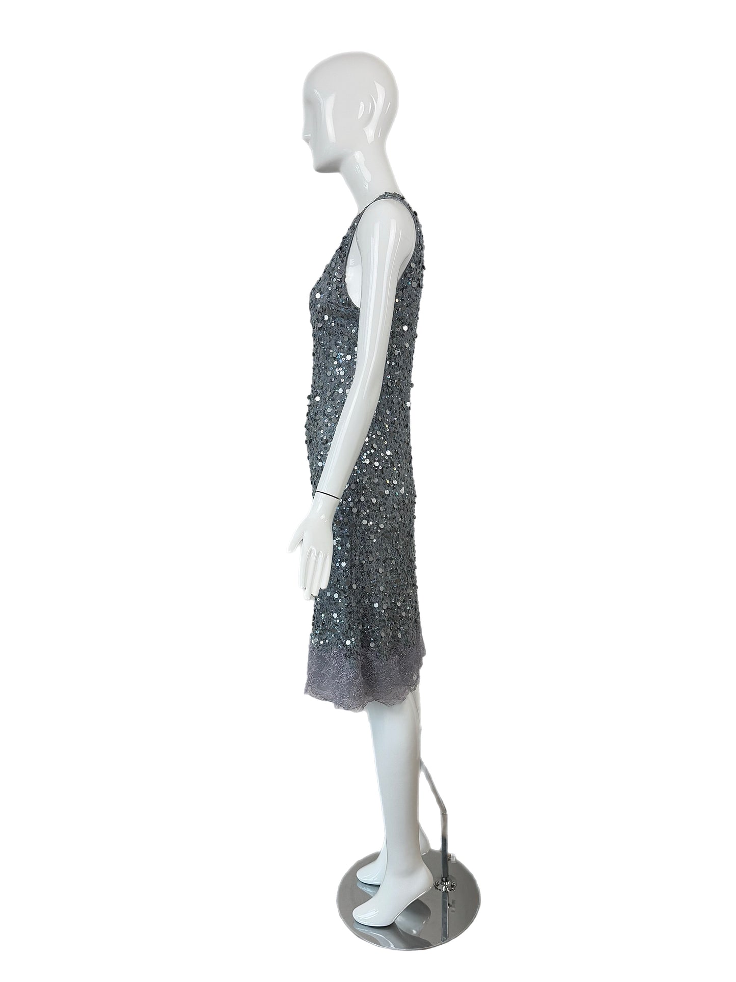 VALENTINO 00's Vintage Dusty Powder Blue Embellished Dress