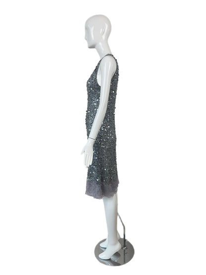 VALENTINO 00's Vintage Dusty Powder Blue Embellished Dress