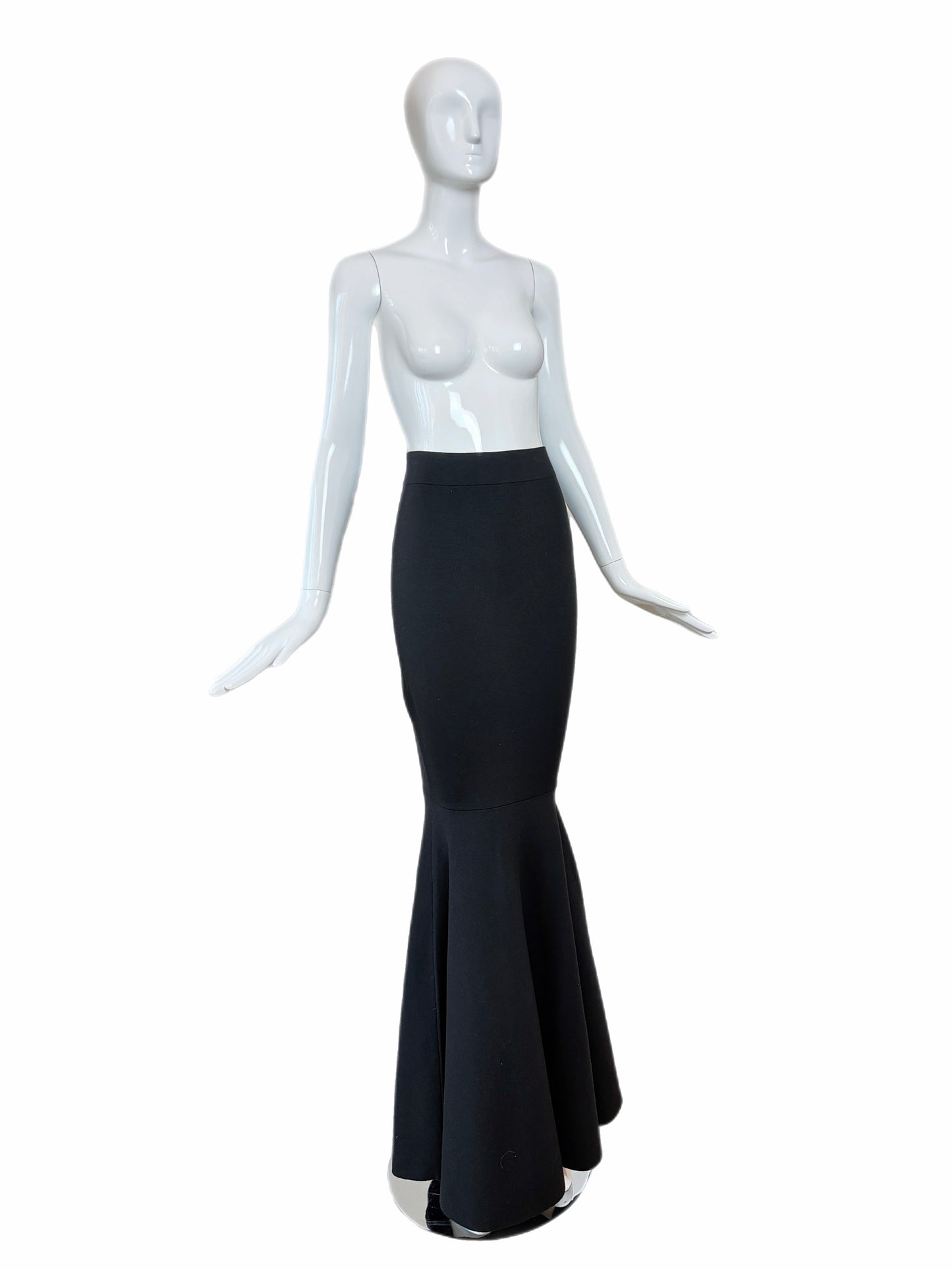 NINA RICCI 2023 Runway Black Wool Trumpet Maxi Skirt