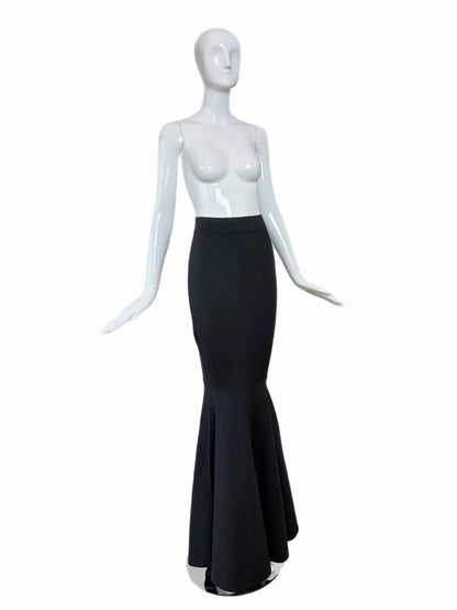 NINA RICCI 2023 Runway Black Wool Trumpet Maxi Skirt