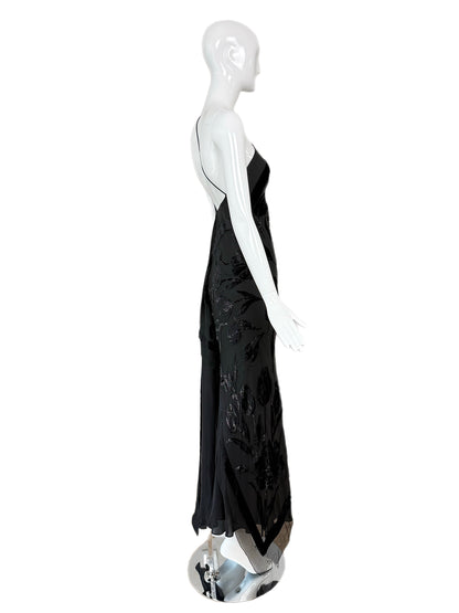 PAMELA DENNIS Vintage Black Silk Asymmetrical Evening Gown