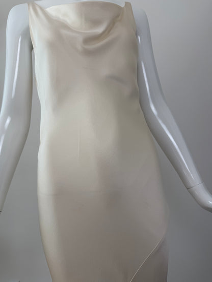 LES HABITUDES Vintage Ivory Silk Wedding Dress w. Open Cowl Lace Back