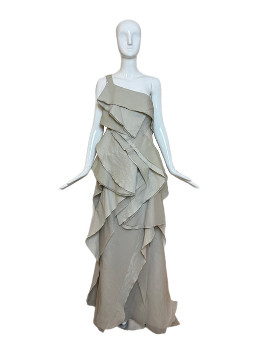 DONNA KARAN 2012 Vintage Runway Grey Gauzy Silk Blend Gown