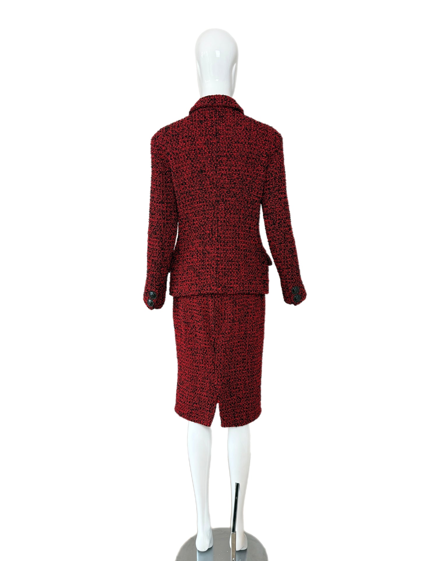 GIANNI VERSACE 1995 Vintage Runway Red & Black Skirt Suit