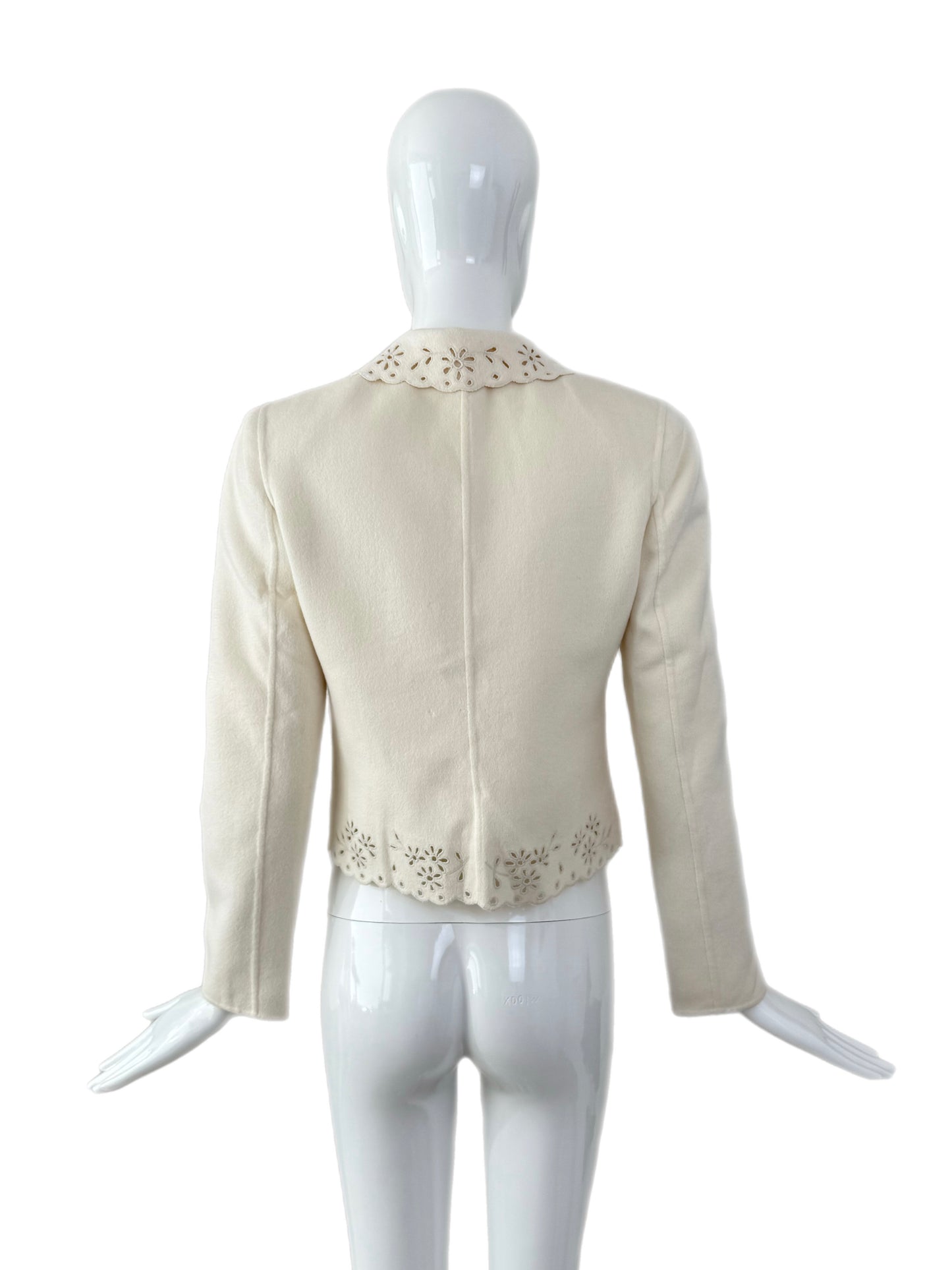 VALENTINO 1998 Vintage Ivory Eyelet Blazer Jacket