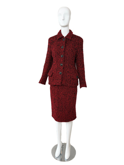 GIANNI VERSACE 1995 Vintage Runway Red & Black Skirt Suit