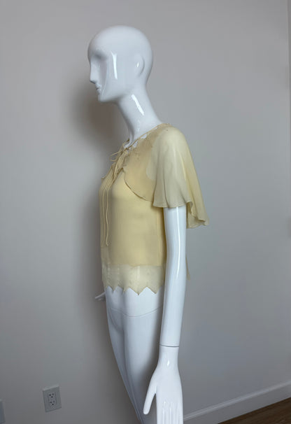 CHANEL 2003 Vintage Runway Silk Vanilla Blouse