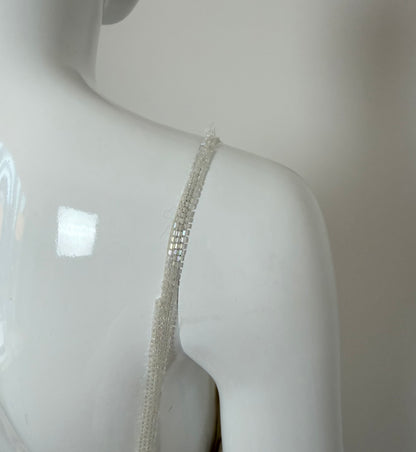 LES HABITUDES 90's Vintage Couture Hand-Beaded w. Pearls White Silk Bridal Gown