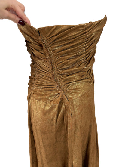 DONNA KARAN 2001 Vintage Runway Gold Leather Dress