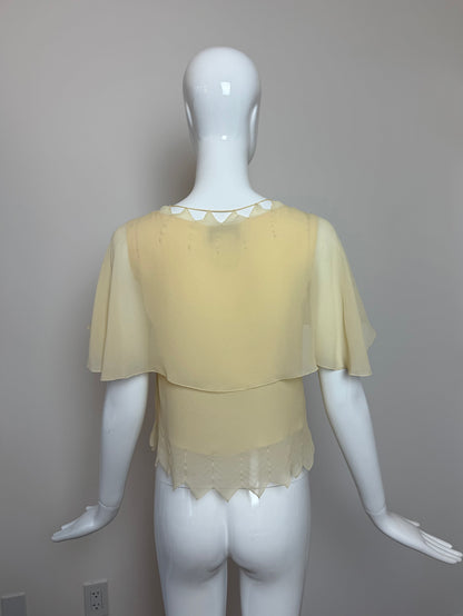 CHANEL 2003 Vintage Runway Silk Vanilla Blouse