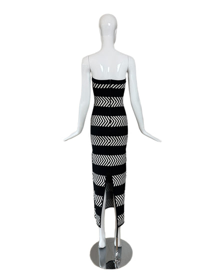HERVE LEGER 1997 Vintage Black & White Maxi Dress
