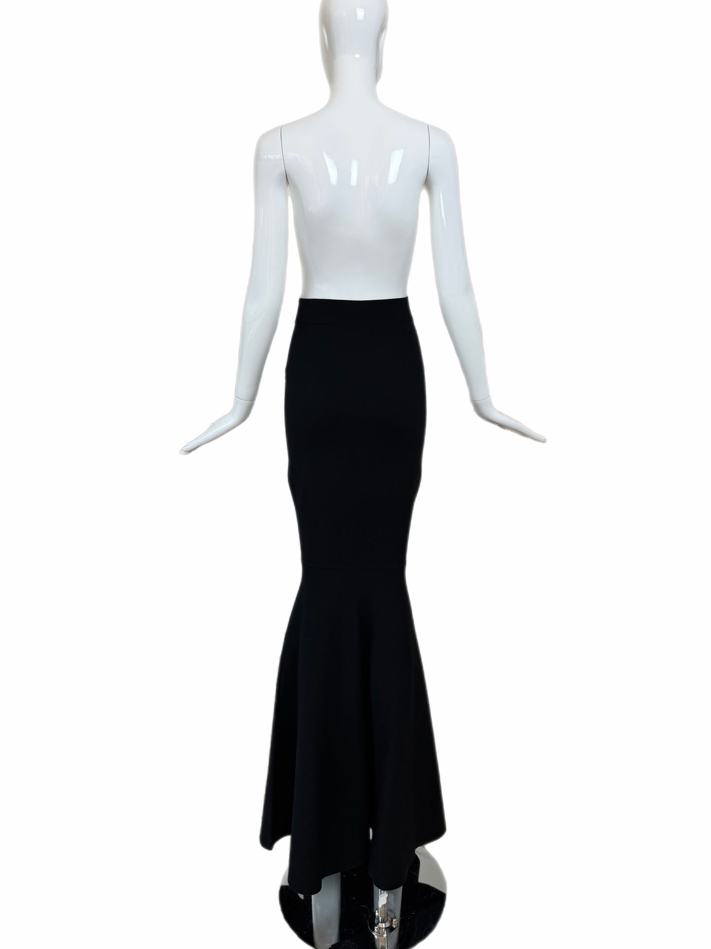 NINA RICCI 2023 Runway Black Wool Trumpet Maxi Skirt