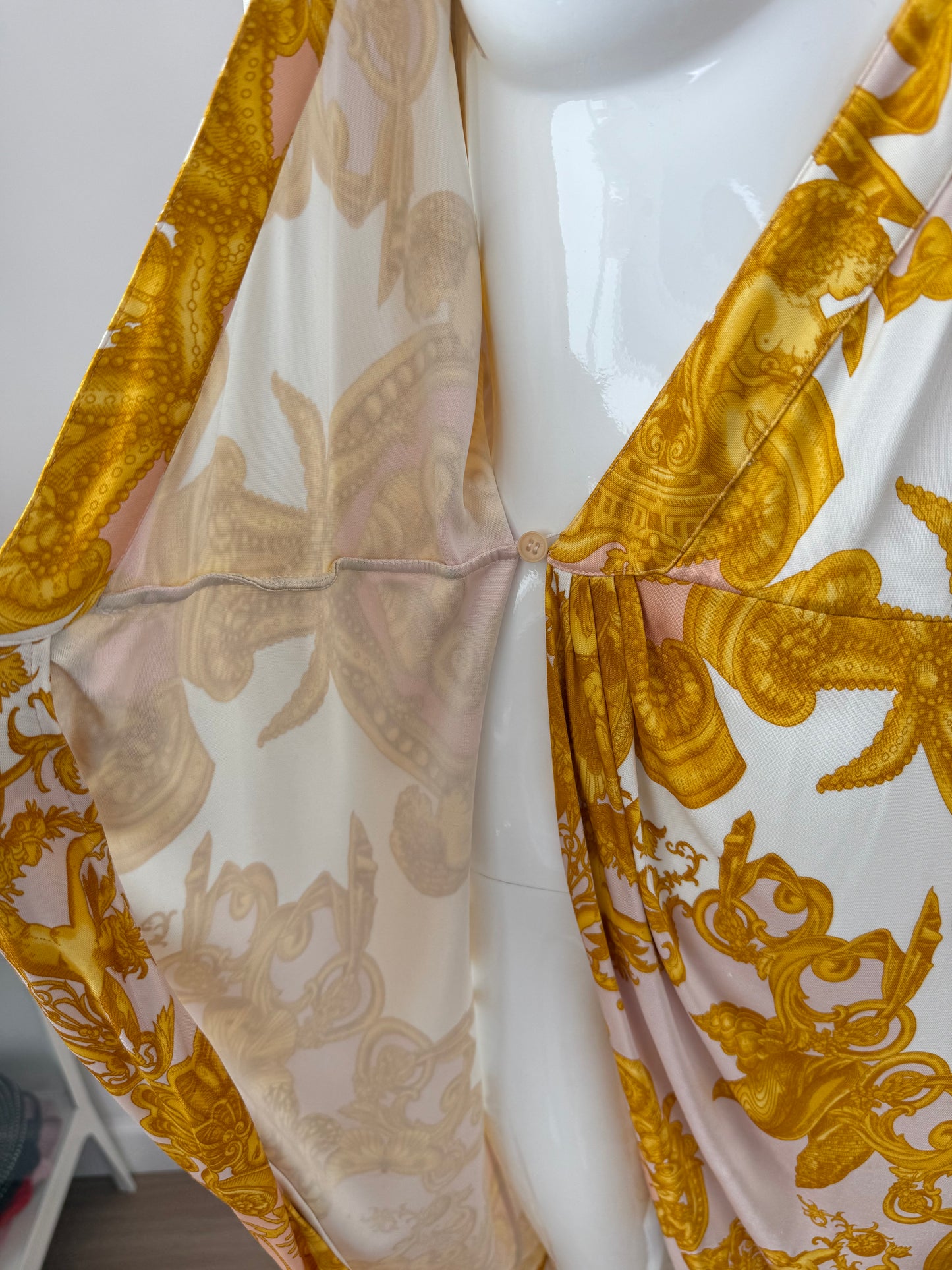 VERSACE 2005 Vintage Runway Belted Baroque Wrap Dress