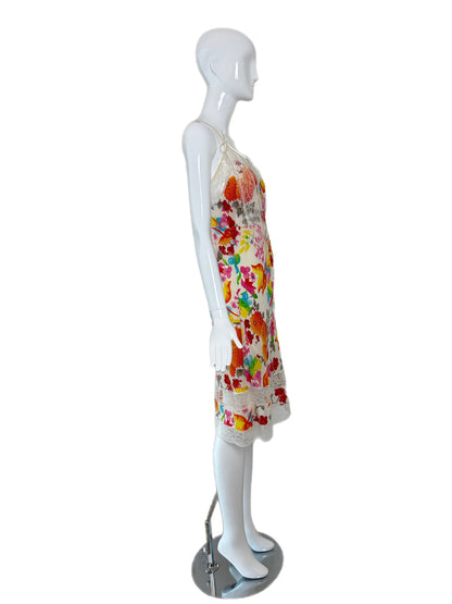 DIOR by JOHN GALLIANO 2006 Vintage Silk Lace Floral Midi Dress