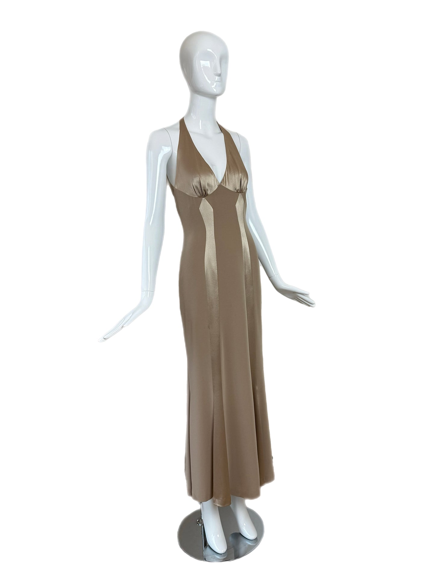 BOB MACKIE 1997 Vintage Runway Beige Evening Gown