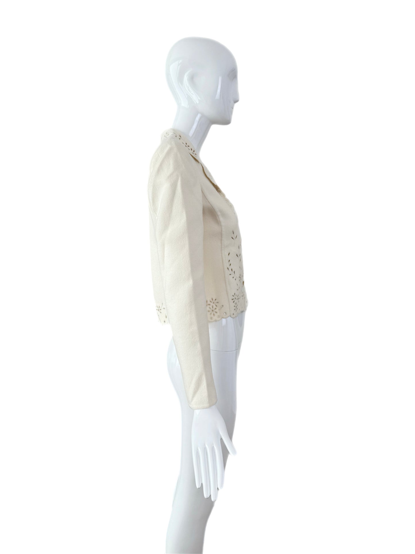 VALENTINO 1998 Vintage Ivory Eyelet Blazer Jacket