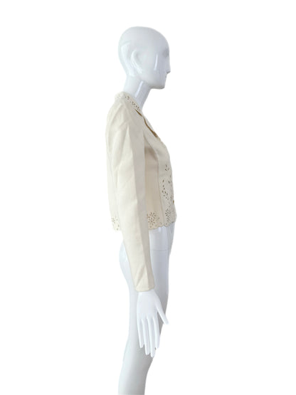 VALENTINO 1998 Vintage Ivory Eyelet Blazer Jacket