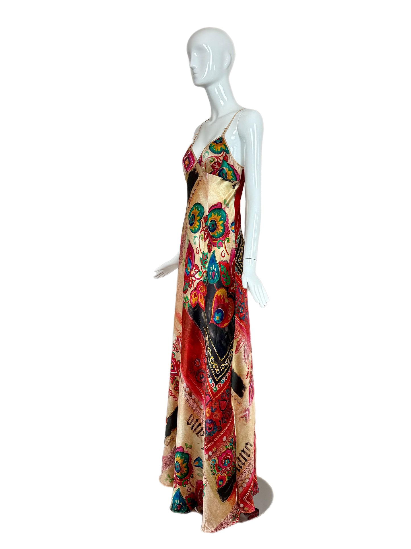 JOHN GALLIANO Vintage Silk Printed Long Slip Dress