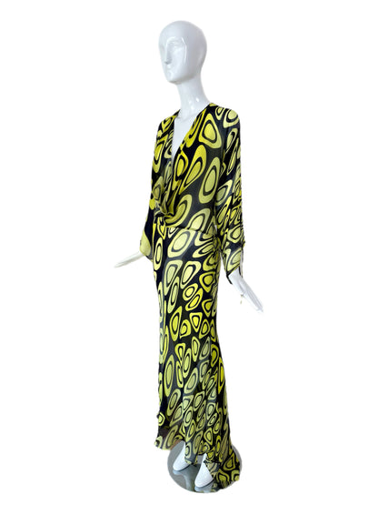 ROBERTO CAVALLI 2001 Vintage Runway Silk Psychedelic Maxi Gown