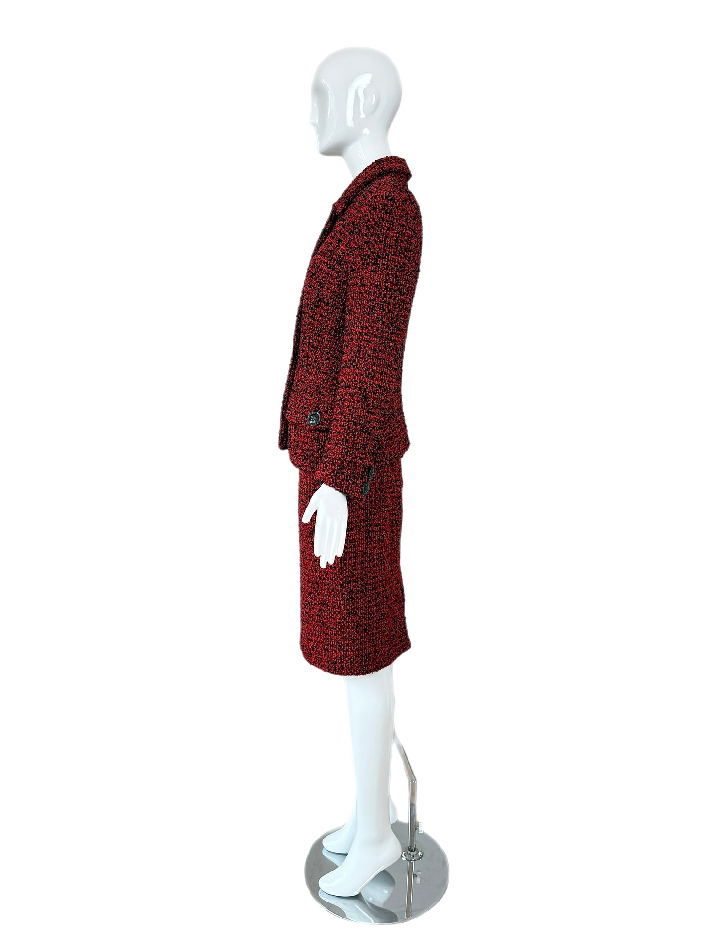 GIANNI VERSACE 1995 Vintage Runway Red & Black Skirt Suit