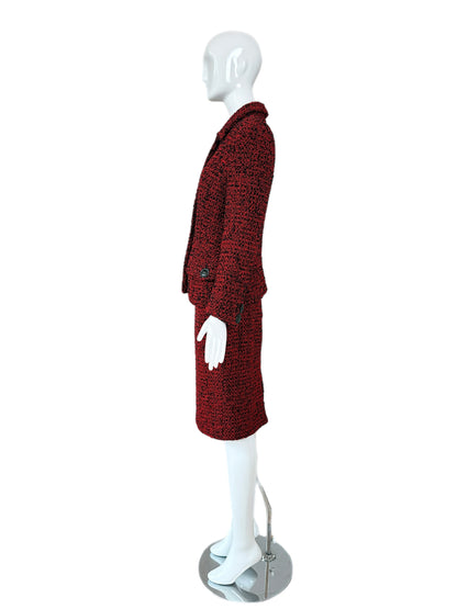 GIANNI VERSACE 1995 Vintage Runway Red & Black Skirt Suit